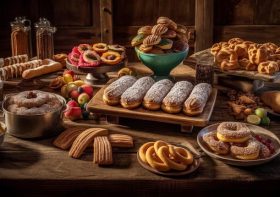 mesa-llena-comida-que-incluye-variedad-pasteles_24640-103061